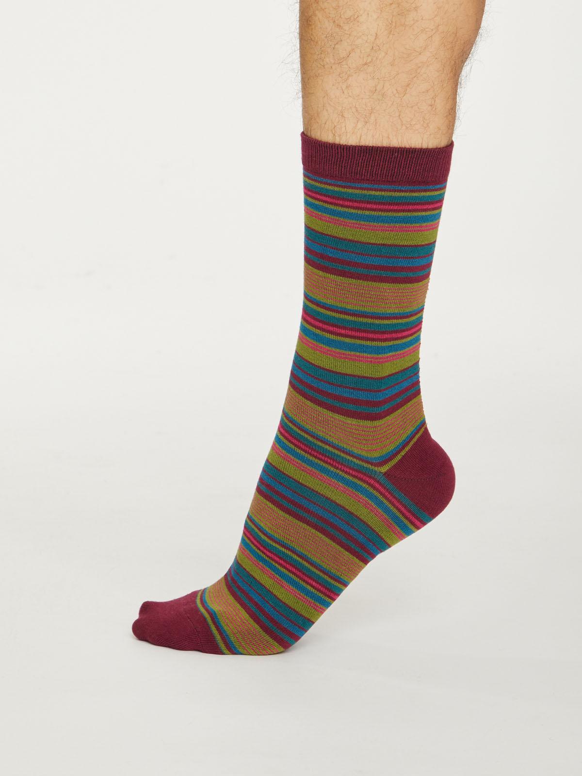 Kennet Stripe Socks - Bilberry – Thought Clothing UK