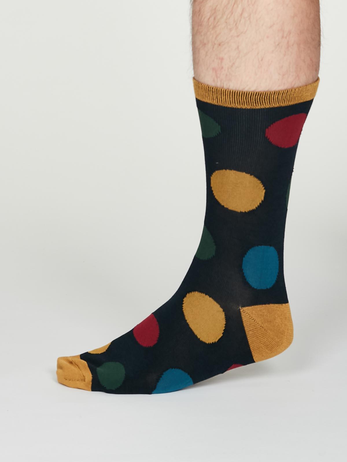 Newton Bamboo Spot Socks - Navy Blue - Thought Clothing UK