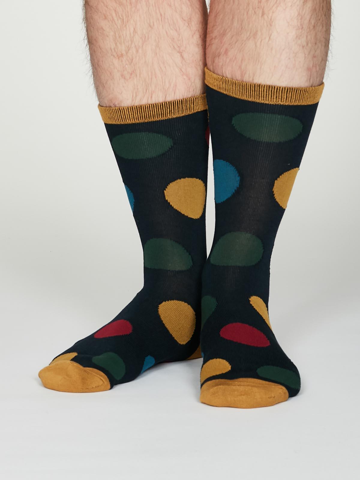 Newton Bamboo Spot Socks - Navy Blue - Thought Clothing UK